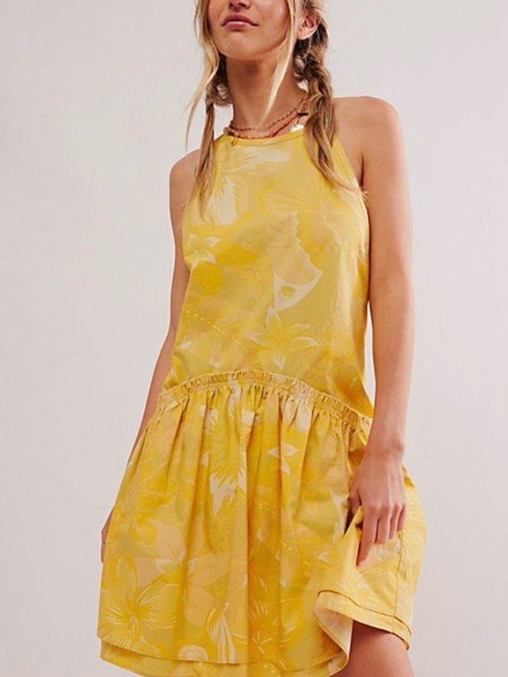 Free People Yellow Floral Mini Dress